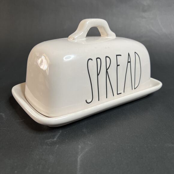 Rae Dunn, Artisan Collection, Covered Butter Dish, SPREAD Text,Ceramic,Farmhouse - Picture 3 of 14